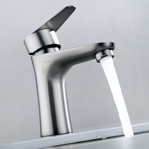 Stainless steel faucet hot and cold basin faucet bathroom wash basin wash face hot and cold basin black paint small waist