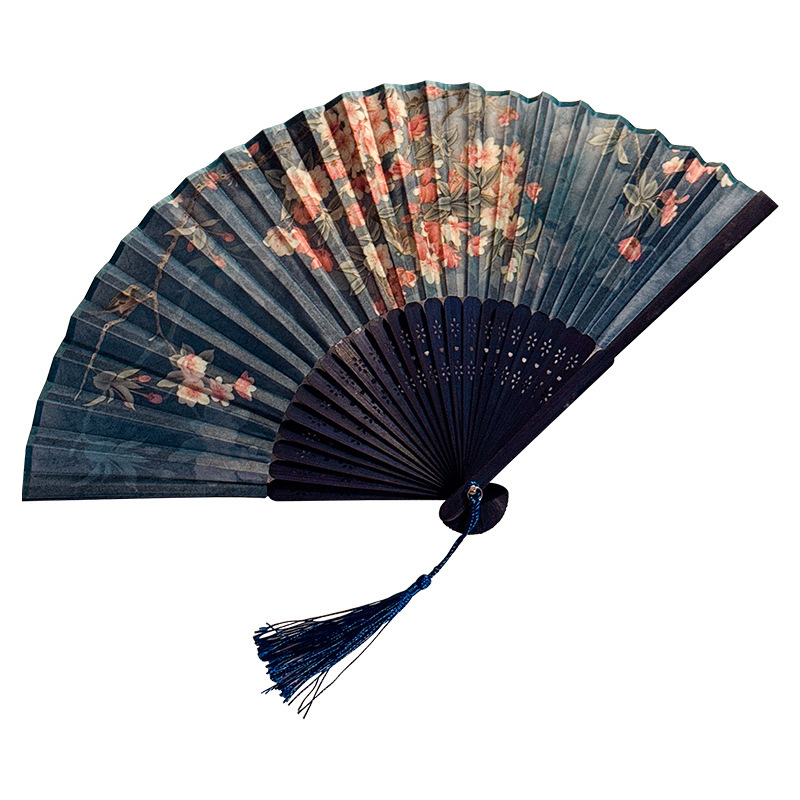 夏の時代の時代の携帯国風の新しい中国式のチャイナドレスのダンスの扇子の流蘇は竹の扇子の学生の古風の扇子を畳みます。|undefined