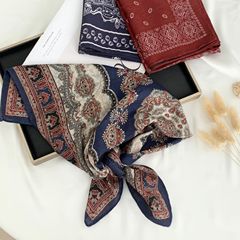 方巾系脖领巾新款文艺复古围巾护颈披肩百搭包头巾腰果花丝巾定制