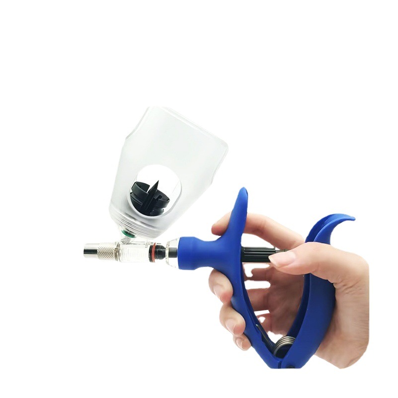 Veterinaria jeringa continua pollo cerdo ganado ovejas plug-in vacuna jeringa ajustable equipo veterinario