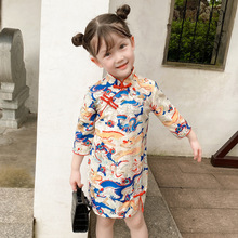 女童旗袍2023春款儿童唐装小女孩公主裙中国风童装幼儿园演出礼服