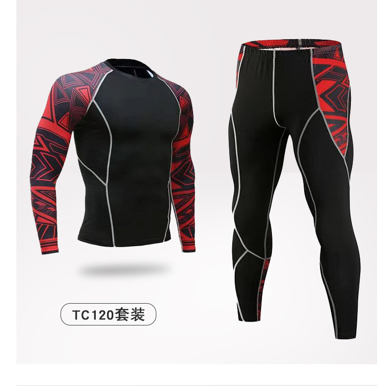 Logotipo personalizado fitness traje de ropa deportiva primavera y otoño para hombres transpirable cuello redondo elástico alto estampado manga larga ropa ajustada de secado rápido