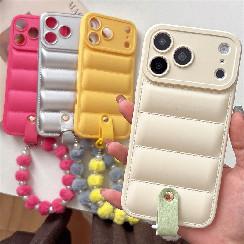 Puffer Jacket Style Phone Case With Lanyard For Iphone Series_voghion.com