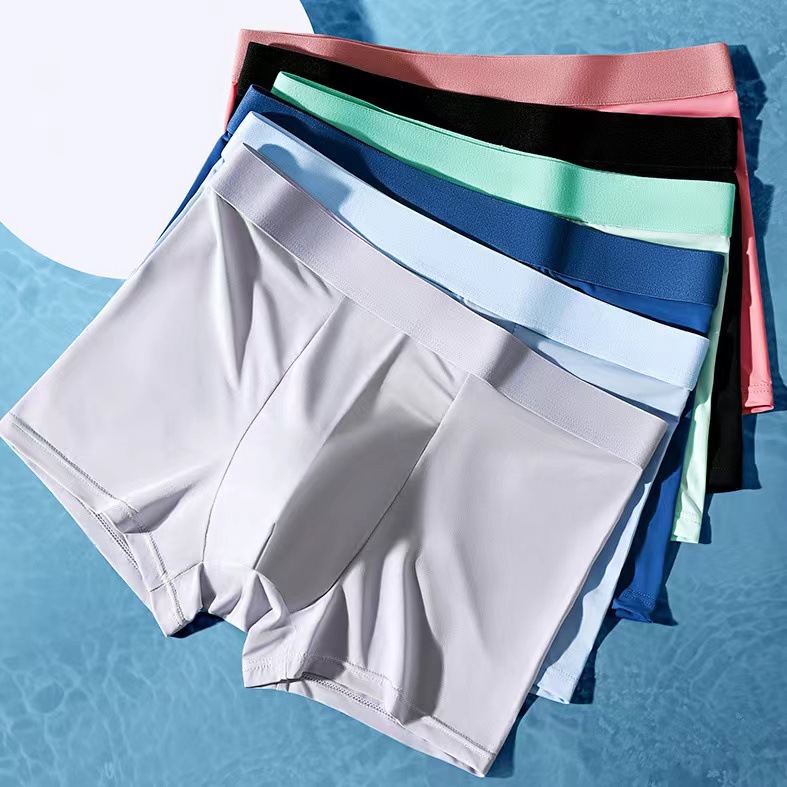 Men's Underwear, Boys' Ice Silk Cool-Feeling Boxer Shorts, Loose Four-Corner Design, Thin Summer Style, Wholesale Dropshipping, Breathable and Cool-Feeling
