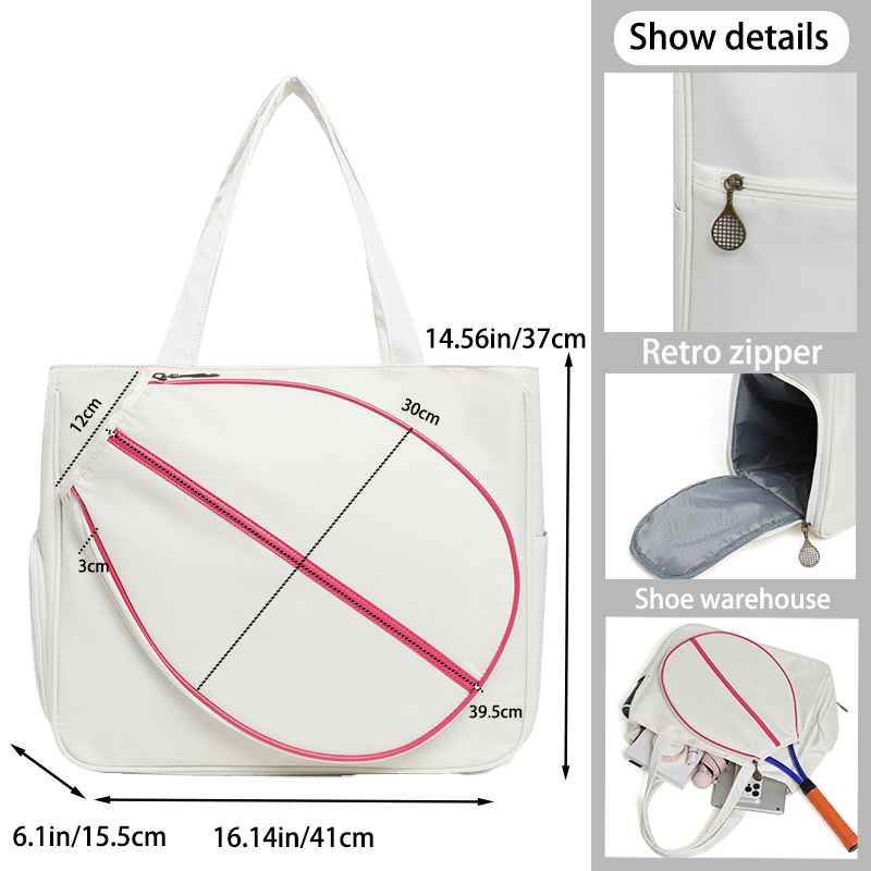 Bolsa de tenis de gran capacidad bolsa de almacenamiento bolsa de pelota de juego de alto valor facial bolsa de bádminton de hombro de hombro de hombro para mujeres al aire libre image 1