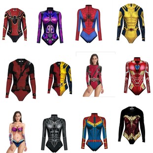 Deadpool 3 Wolverine Black Panther Spider-Man Skeleton Armor Collection Cos Swimsuit Bodysuit Cartoon