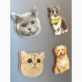 新款磁吸冰箱贴猫咪小狗宠物钉制可爱diy照片人物钉做文创