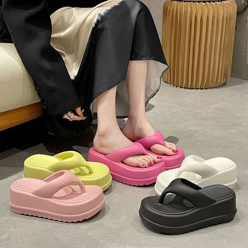 EVA platform high heel flip flops for Women summer 2023 new indoor and outdoor non-slip beach flip-flops for women