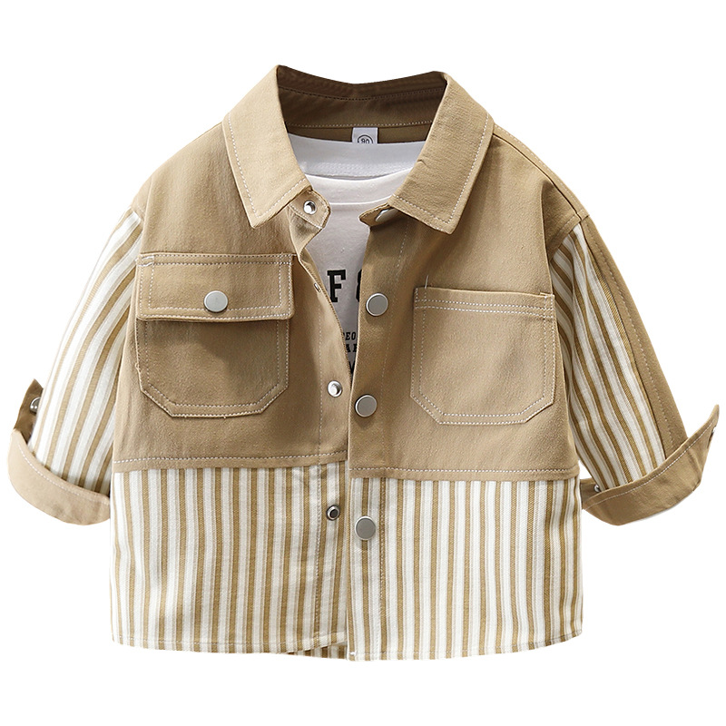 7631 Chaqueta de primavera para niños Chaquetas de costura de moda para niños guapos 2025 nueva primavera y otoño top callejero frito