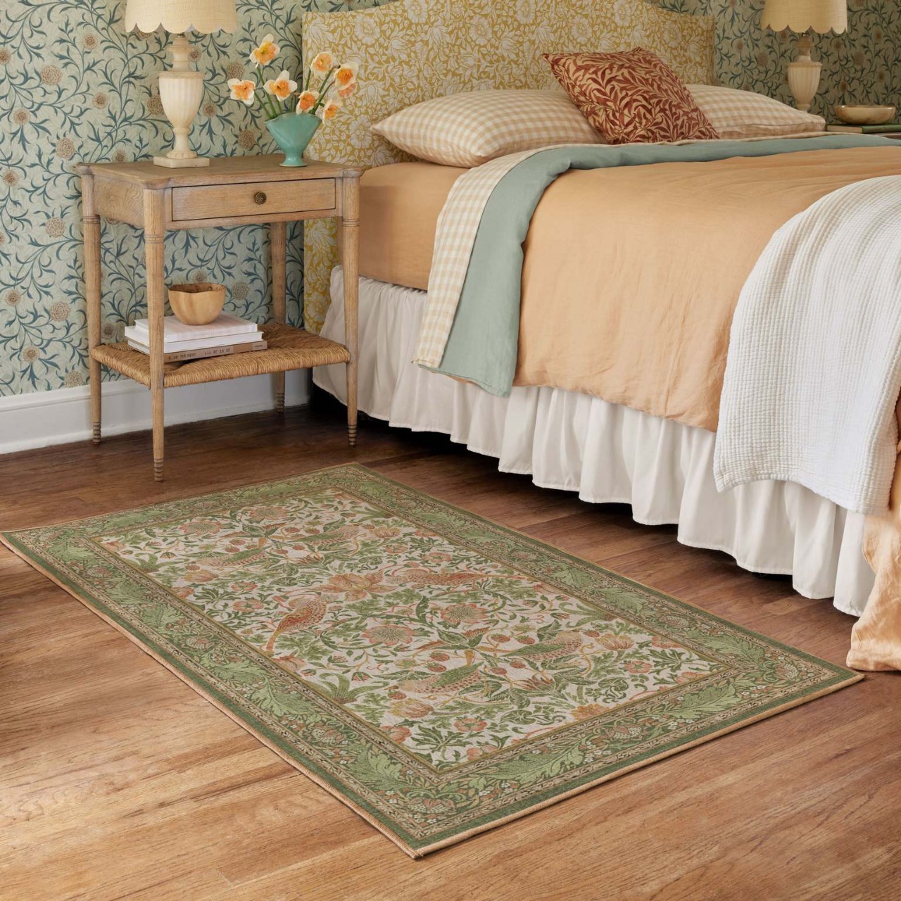 Vintage-Teppich im nordischen Boho-Stil mit französischem Retro-Muster für Wohnzimmer, rutschfester Bettvorleger für Schlafzimmer, pflegeleichte Sofa- und Couchtischmatte_voghion.com