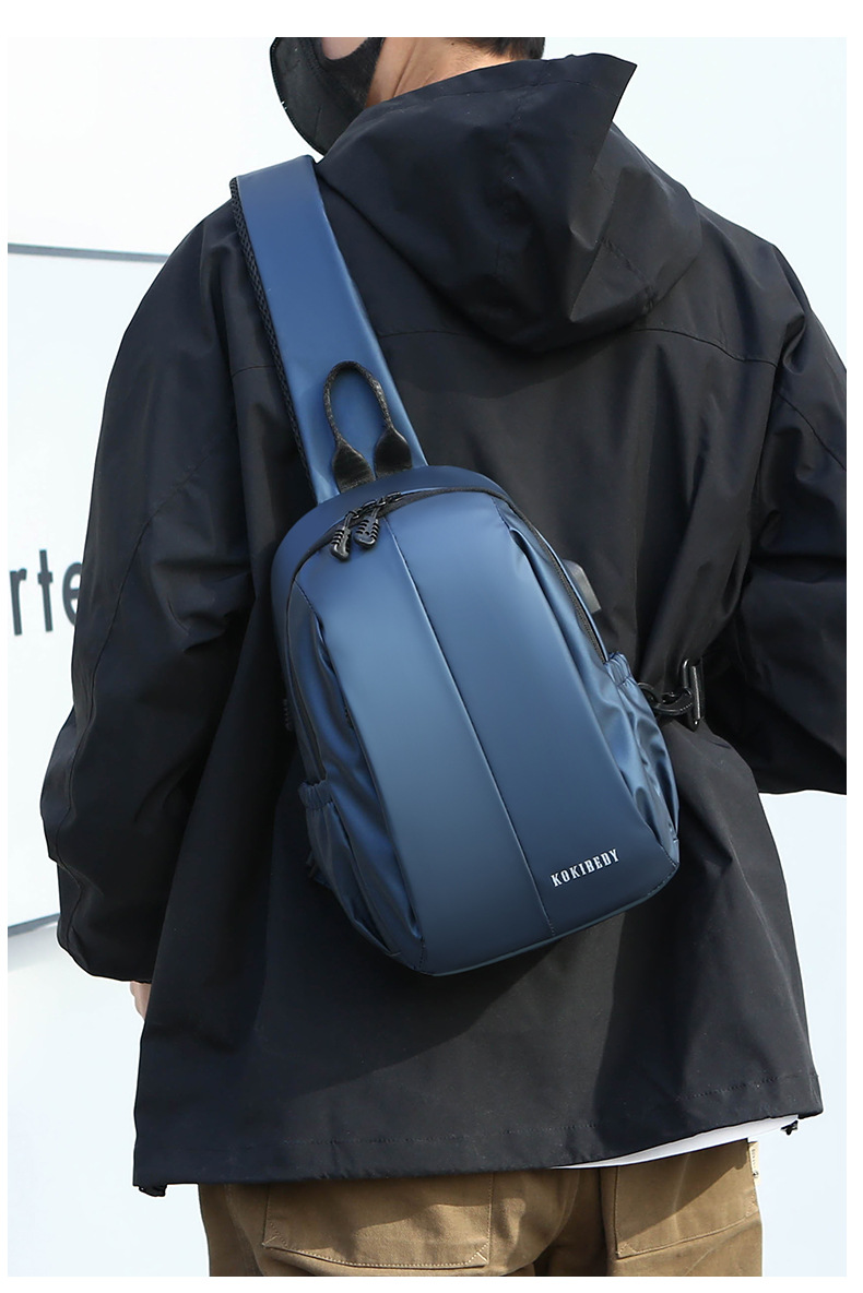 Men's crossbody bag, large-capacity chest bag, single-shoulder backpack, multi-functional men's bag, water-resistant chest bag, small bag, cross-border undefined