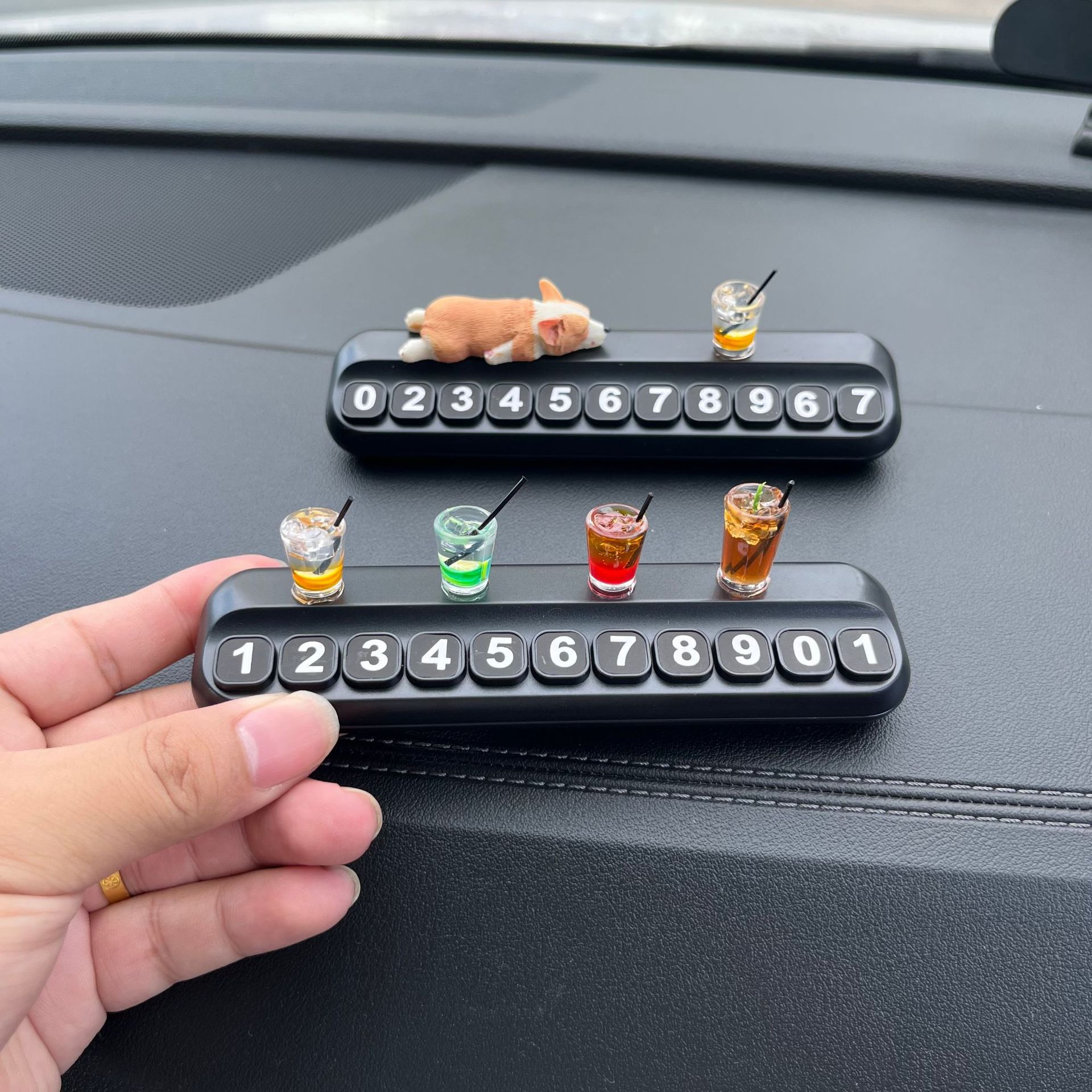 Mini Sleeping Corgi Car Ornaments Creative Car Center Console Decorations Simulated Cute Corgi Parking Signs