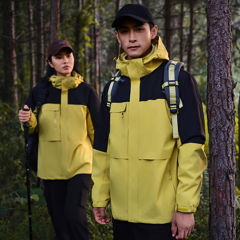 Outdoor Charge Clothes Two-piece Detachable Three-in-one Couple's Charge Clothes Men's and Women's Colorblock Windproof Waterproof Group Clothes