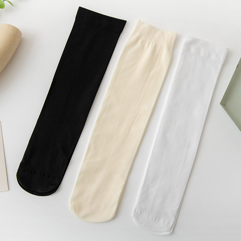 Calcetines finos hasta la pantorrilla, calcetines por encima de la rodilla, calcetines de compresión adelgazantes, calcetines largos hasta la pantorrilla de terciopelo de color sólido estilo JK, calcetines holgados.