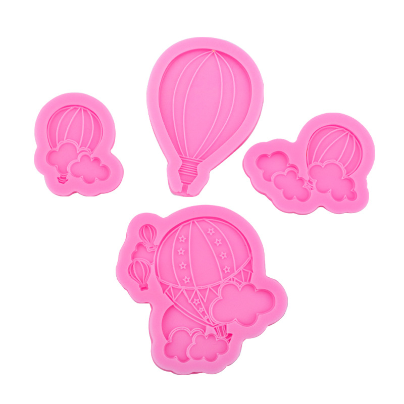 4 globo de aire caliente nube arco iris de silicona molde fondant pastel de chocolate decoración DIY arcilla epoxi decoración molde