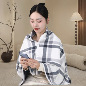 跨境潮流女士灰白格披肩毯保暖时尚质感上乘色彩绚丽午休盖毯批发