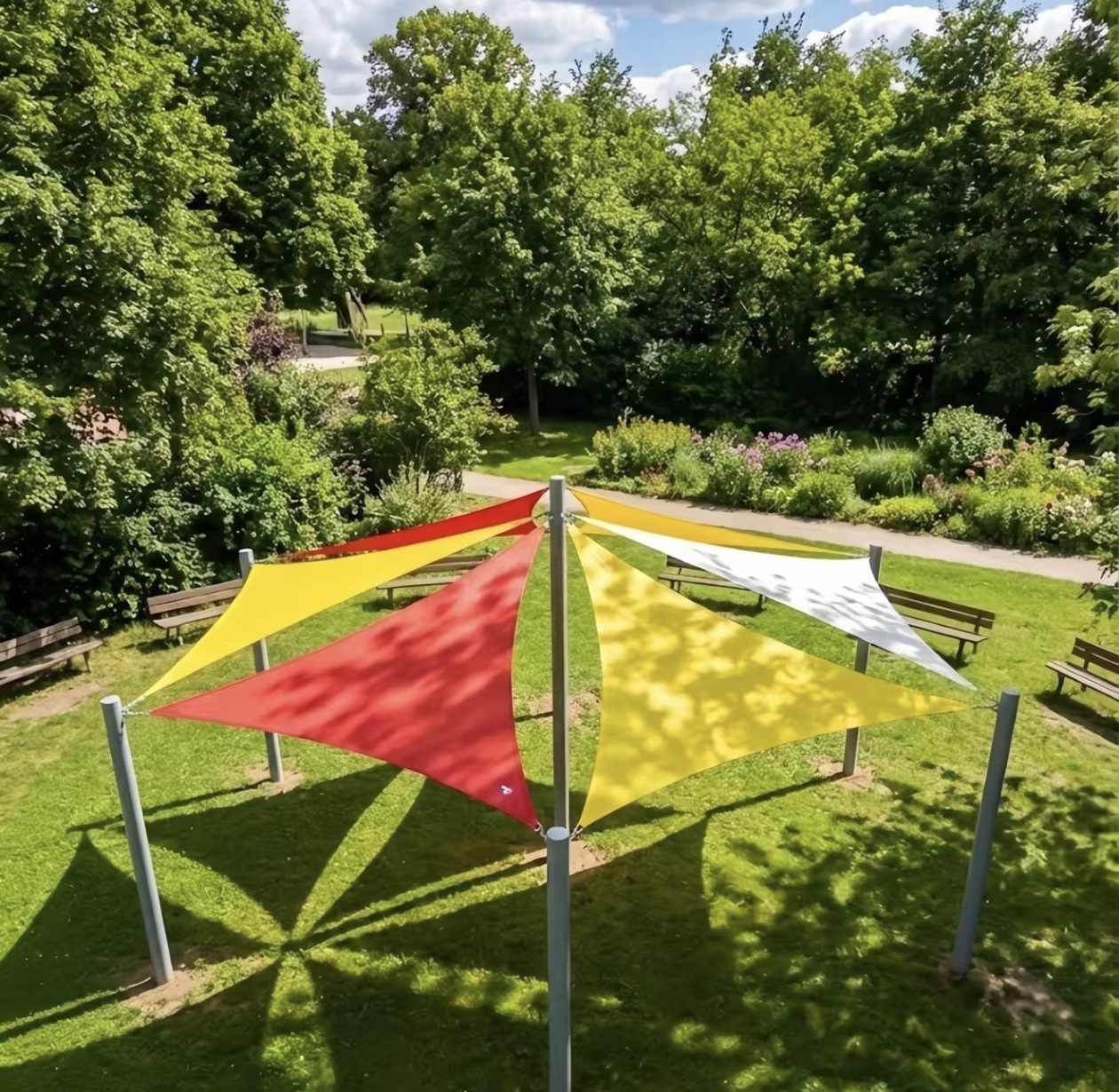 Triangular canopy sunshade sail, rainproof and sunproof, outdoor artistic canopy for scenic areas and commercial streets, decorative sunshade