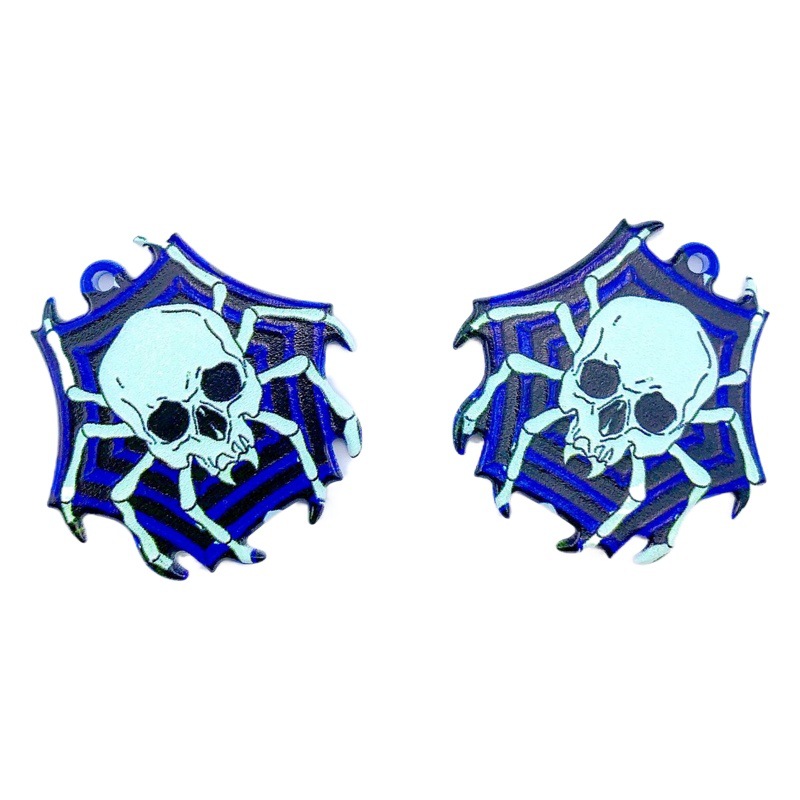 Halloween Heart Haunted House Spider Print Pendant DIY Earrings Pendant Keychain Jewelry Accessories Ear-Hanging Style