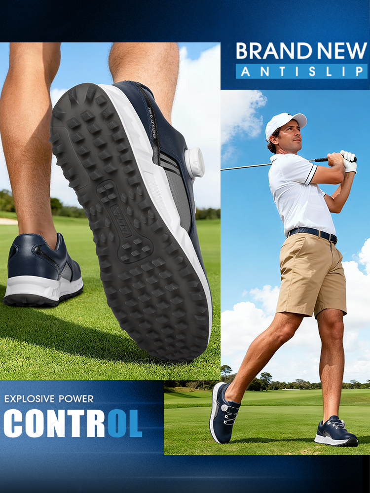 Giày golf nam PGM đế đàn hồi chống thấm nước, núm dây buộc chắc chắn — Màu xanh da trời [phần trên chống thấm nước/lò xo đệm/chân chống trượt đã được cấp bằng sáng chế] XZ447