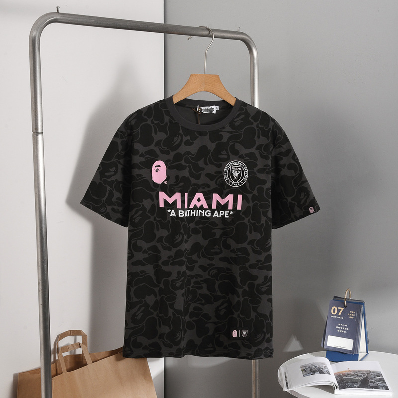 Japanese-Style Trendy Brand Miami International Collaboration Messi Camouflage Embroidered Sleeve Couple Short-Sleeve T-Shirt Soccer Jersey + Shorts