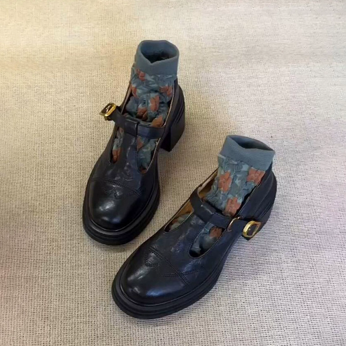 Туфли с толстым каблуком в британском стиле ретро маленькие кожаные туфли