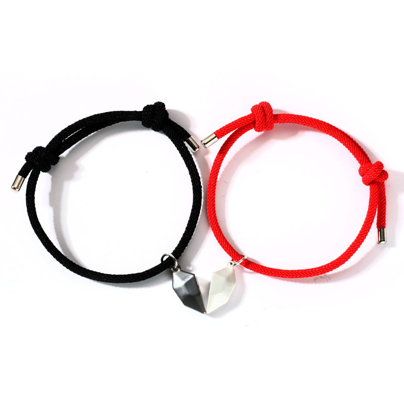 Strassenmode Herzform Legierung Seil Valentinstag Unisex Kordelzug Armbänder display picture 4