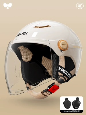 Motosiklet kaskı (dəbilqə): Helmet, Half Helmet - 3c-single-lens-moon-shadow-white-hd-long-lens-heatmax-removable-ear-protection-one-size-fits-all