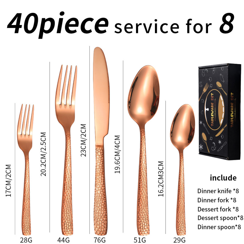 アマゾン角柄蛇紋ステンレス食器20/40点セットギフトボックスホテル西食器ステーキナイフフォークスプーン|undefined