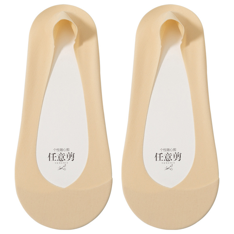 Calcetines Zhuji Calcetines de barco antideslizantes para mujer Calcetines de invisibilidad de fondo de algodón antibacteriano transpirable de primavera y verano para mujer Calcetines de mujer