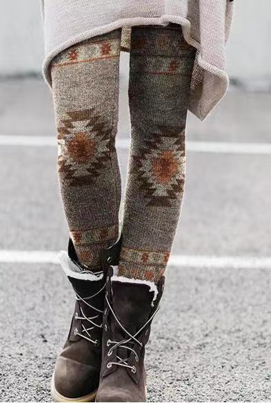 Damen Leggings Mit Buntem Joker-print Und Elastischem Bund_voghion.com