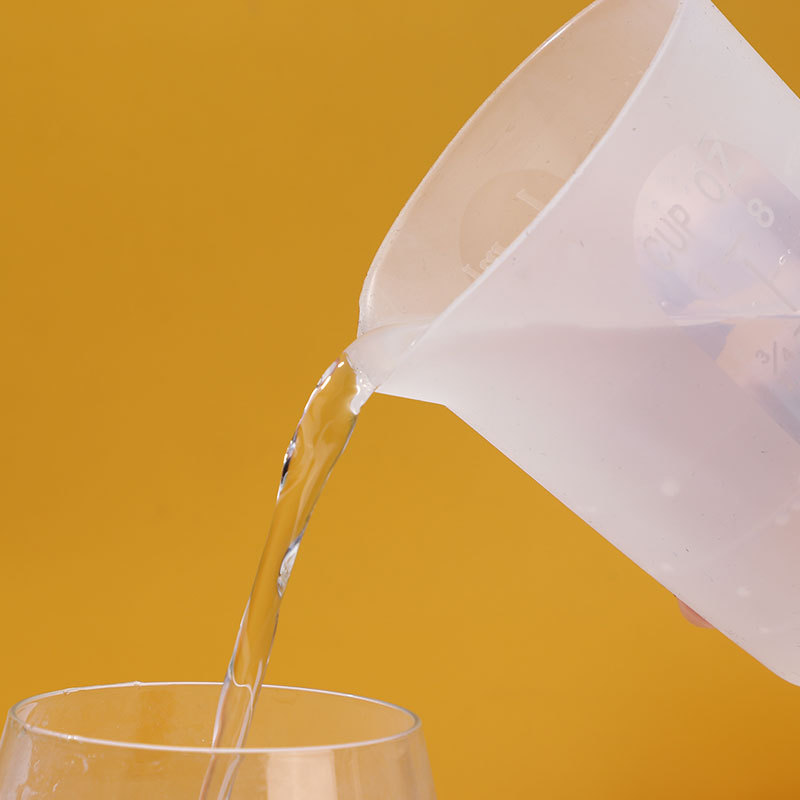 Cruz-frontera dedicado auto-propiedad molde de gran capacidad 250ML con ventana transparente escala cocina utensilios de silicona taza de medición