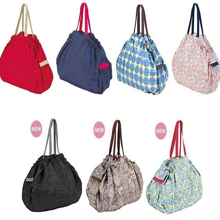 折叠风琴包定制超大号折叠购物袋  伸缩拉绳束口收纳包印花手提包