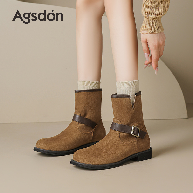 Augusto Lion Brown Bocan Boots mujer 2025 nuevo otoño con suela gruesa Meirard botas cortas botas medias botas occidentales Martin