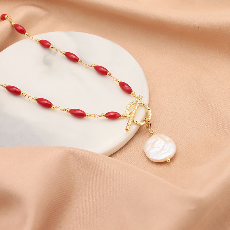 Collar barroco de perlas naturales de agua dulce nuevo diseño cadena de suéter otoño invierno moda joyería de color chapado en oro 18k