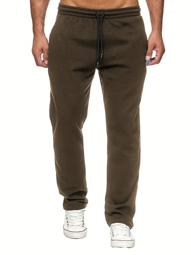 Solid Color Fleece Sweatpants for Men