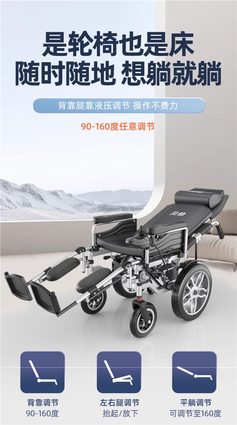 National Subsidy Beiweng Electric Wheelchair Intelligent Fully Automatic Folding Portable Scooter for the Elderly and Other Disabilities