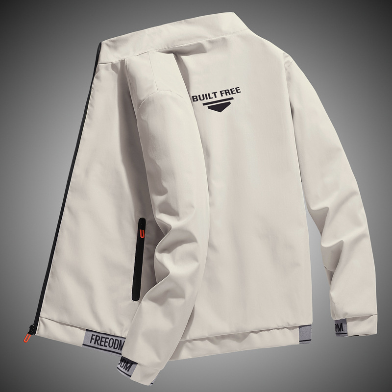 Chaqueta Cargo de Cuello Alto para Hombre de Poliéster para Otoño