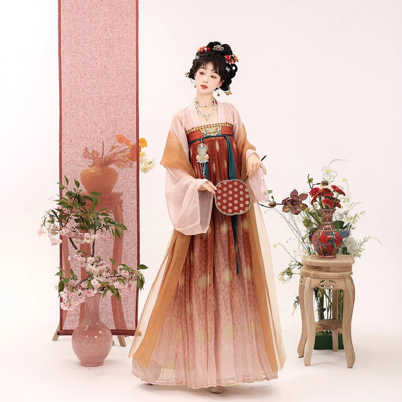 Original Tang Dynasty Han Dynasty for Women [When Will the Moon Shine] Tang Dynasty Restored Chest-Length Skirt and Scarf Suit for Daily Spring & Fall Styles