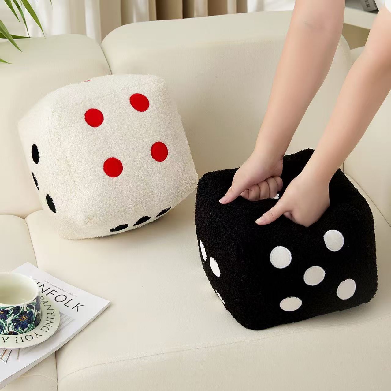 Large Plush Dice Doll Game Prop Pillow Stuffed Toy for Boyfriend Girlfriend Activities Sleeping Birthday