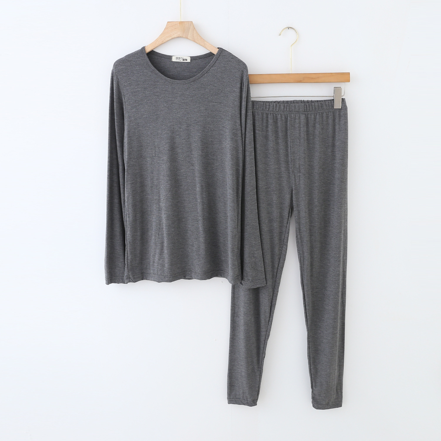 Spring and Autumn Men's Modal Crewneck Long-sleeved Trousers Autumn Clothes Set Large Size Casual Home Clothes Two-piece Set