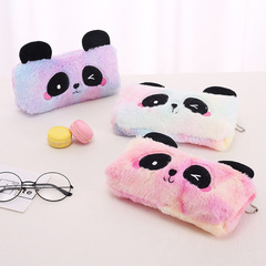 New Plush Gradient Little Panda Pencil Case Cute Cartoon Storage Large Capacity Student Stationery Festival Gift Wholesale