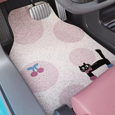 dirt-resistant, wear-resistant, easy to maintain, Avtomobil döşəmə paspasları - polka-dot-little-black-cat-front-row-backstage-5050cm-silk-loop-carpet