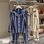 同款条纹男女双面绒家居服