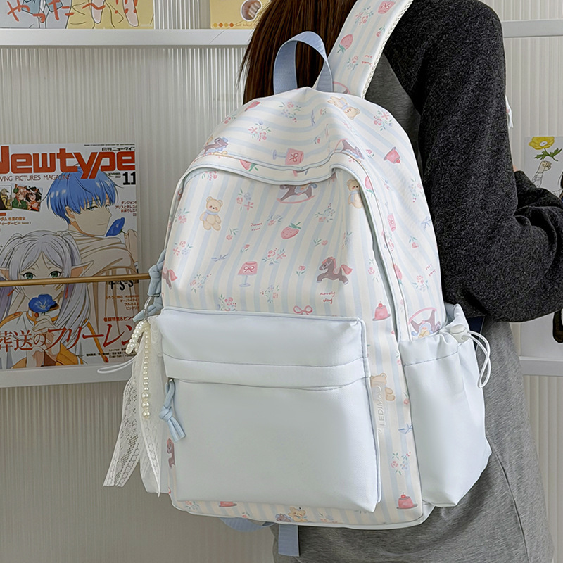 Schoolbags for Junior High School Students, Girls, and High School Students, Cartoon-Style High-Value Backpacks, New Seasonal Models, Large-Capacity Travel Backpacks