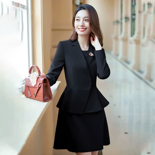 黑色西装职业装气质女神范正装套装女时尚主持人西服前台工作装