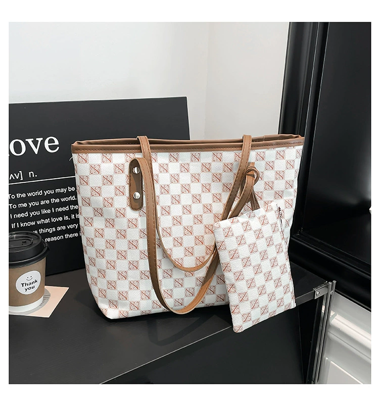 Женская сумка через плечо Brand, зимний ретро стиль по‑корейски, компактный тоут с косметичкой (чёрный/белый/хаки/кофе)