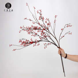 工厂直销 仿真果实山归来红色果枝 新中式仿真果树枝家居装饰年花