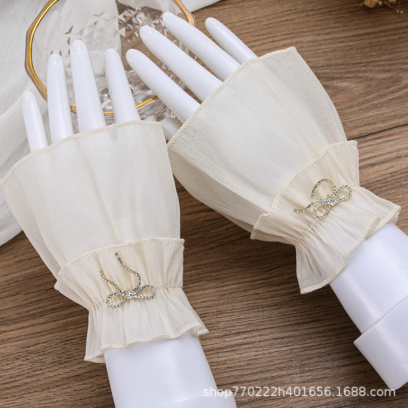 Fake sleeve chiffon artificial silk fabric bell sleeve short sleeve female lace control fake sleeve student sweater sleeve Little Loli Fake sleeve chiffon artificial silk fabric bell sleeve short sleeve female lace control fake sleeve student sweater sleeve Little Loli