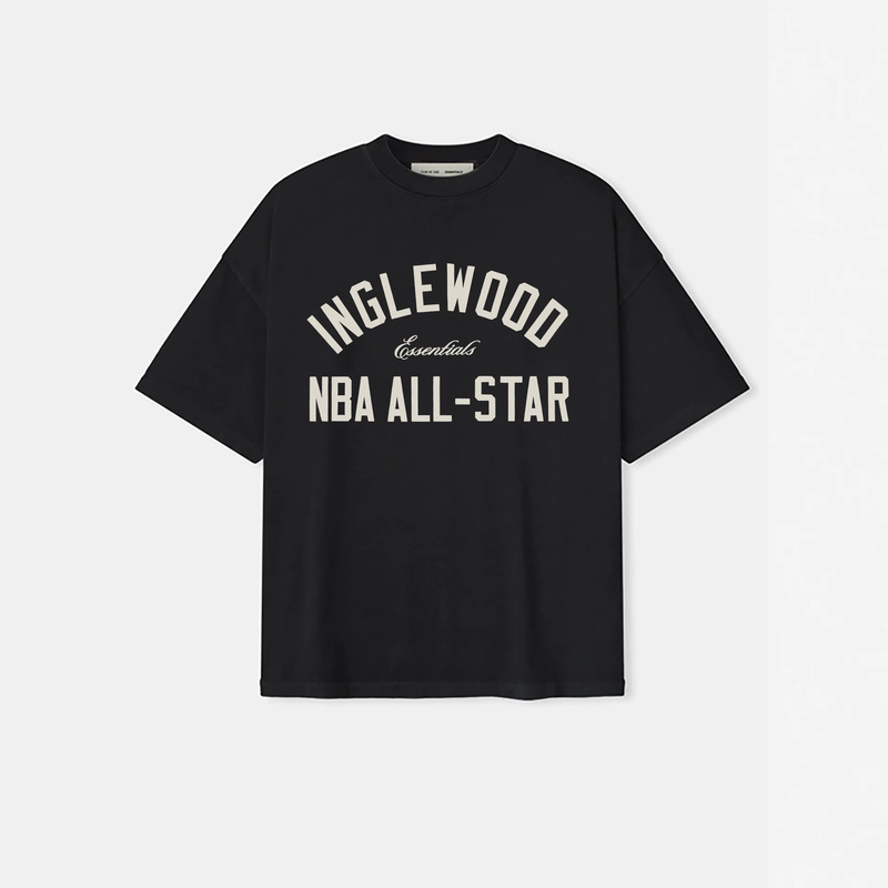 ESSENTIALS American niche fashion brand, loose-fitting pure cotton short-sleeve T-shirt with semi-arched all-star lettering, summer style for both men and women