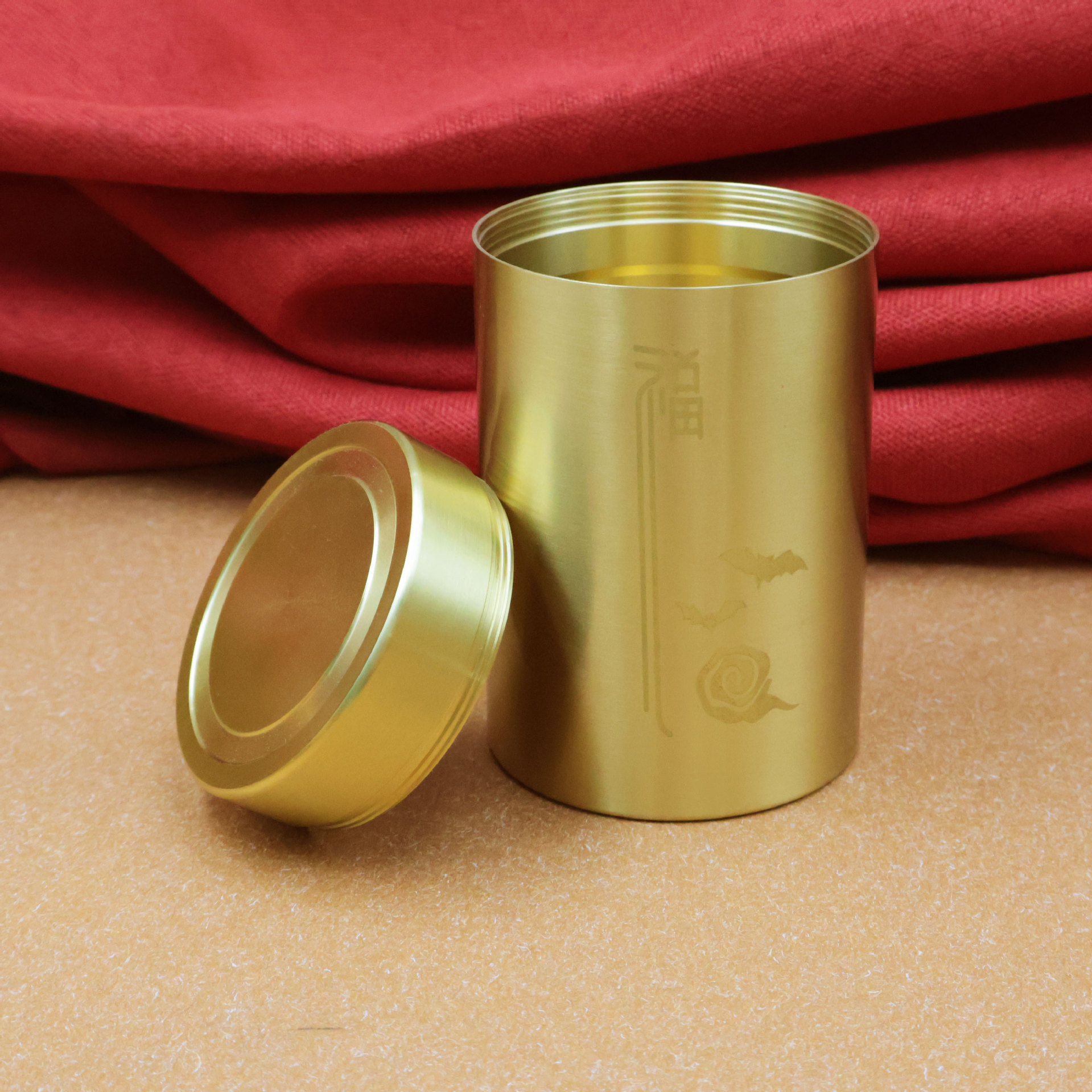 Brass Tea Can Travel Seal Large Portable Metal Small Pocket Seal Can Home Gift